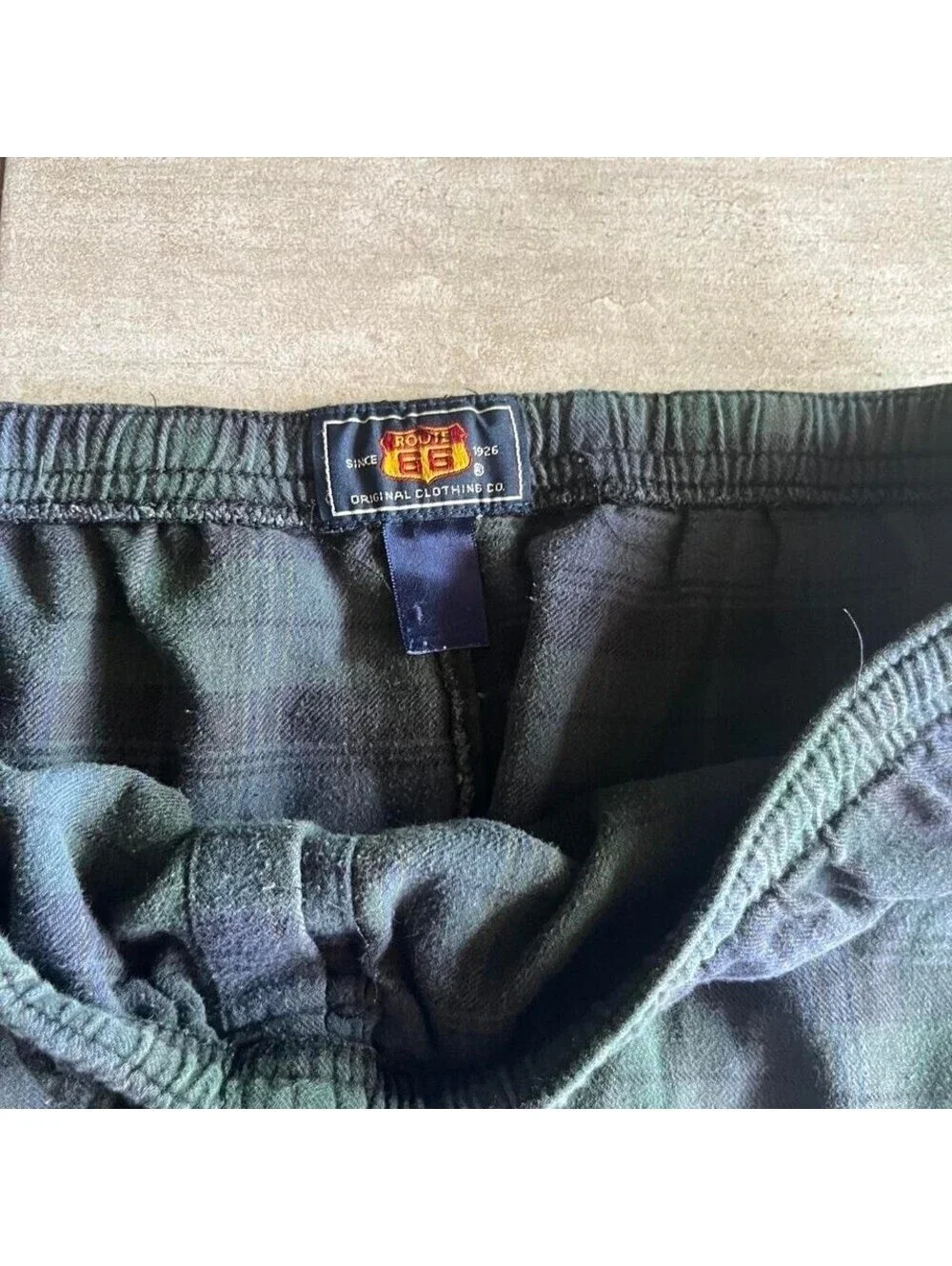 Route 66 Mens Green Blue Plaid Pajama Pants Elastic Waist Size